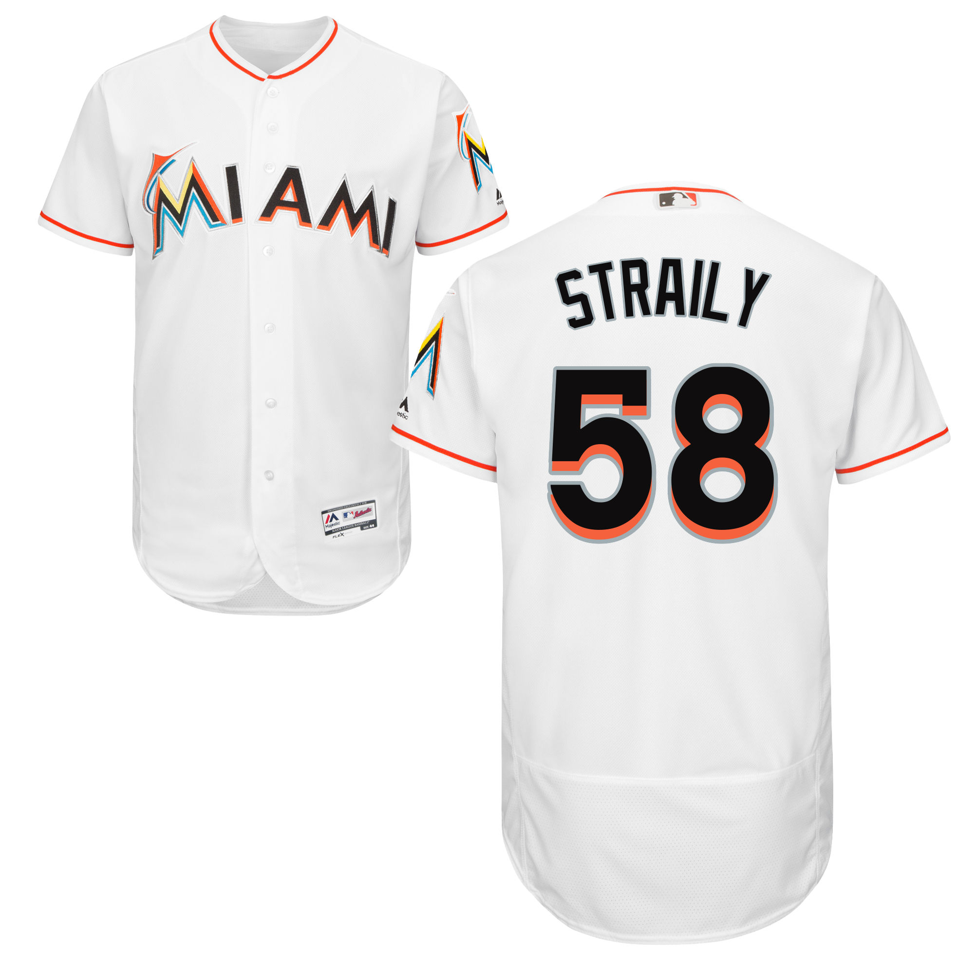 marlins #58 Dan Straily White Flexbase Authentic Collection Stitched MLB Jersey
